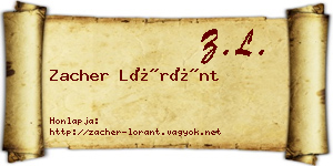 Zacher Lóránt névjegykártya